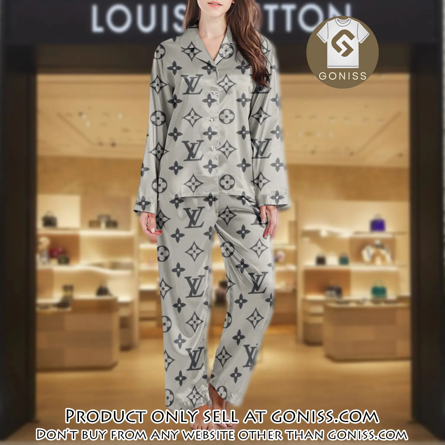 Lv monogram long satin pajama set pjs1018 gn1214989